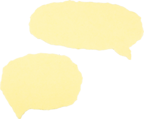 set of Yellow textured speech bubbles isolated on white png transparent background for communication and dialogue concepts