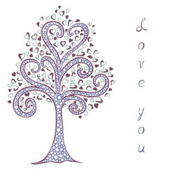 Illustrations with hearts. Vector illustration.