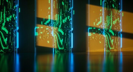 Futuristic Technology Abstract Background with Glowing Data Streams