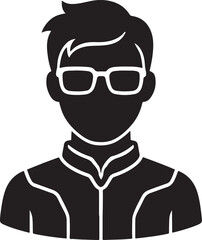 Black and white silhouette of a man wearing glasses and a collared shirt eyewear person