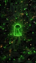 Green keyhole in circuit board