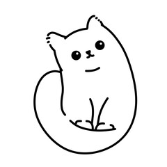 Vector Illustration of a cat line art outline cartoon 