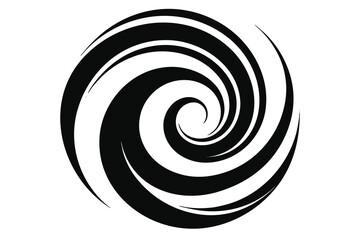 Swirling Vortex of Black Curved Lines Against White Backdrop Abstract Design