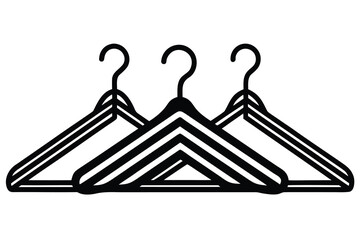 Three Black and White Clothes Hangers Interlocking on a White Background, Modern and