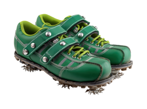 Exciting sports action with green cleats athletic field product showcase dynamic view isolated on transparent background, png