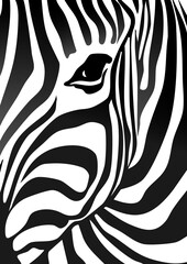Abstract Zebra Stripes Black and White Animal Art Illustration