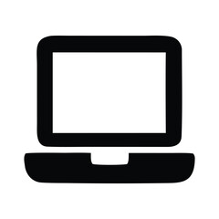 Minimalist Laptop Icon – Black and White Vector Illustration of Modern Portable Computer