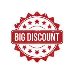 Obraz premium Promotional badge icon featuring bold “BIG DISCOUNT” text in white over red—ideal for sales, deals, and seasonal marketing visuals.
