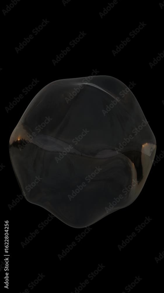 Aufkleber dark abstract 3d blob with smooth reflective surface showing a distorted landscape sunset reflection