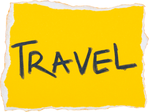 travel goals on torn paper background, hand written font