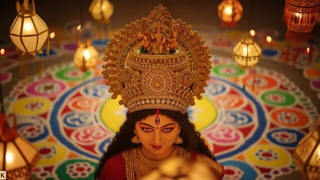 Glorious Ma Durga in Festival Light