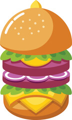 Delicious Burger With Onion Slices Cheese.