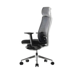 A black and white office chair with a white back