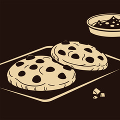 Delicious Chocolate Chip Cookies on a Dark Tray