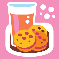Colorful Illustration of Juice and Cookies on a Plate