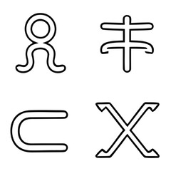 Four abstract symbols graphic black