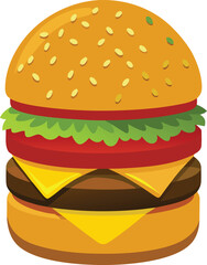 Delicious Single Cheeseburger Illustration transfarent.