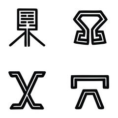 Four black symbols abstract graphic