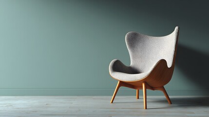 stylish chair on light floor with open background, clean render, 8k resolution