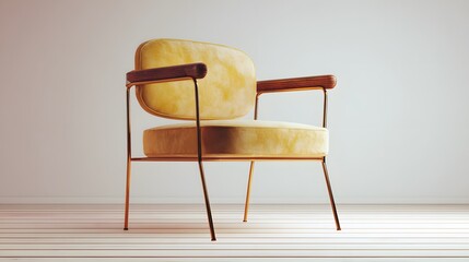 stylish chair on light floor with open background, clean render, 8k resolution