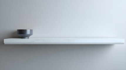 narrow standing shelf with a single object, ultra clean look, 8k resolution