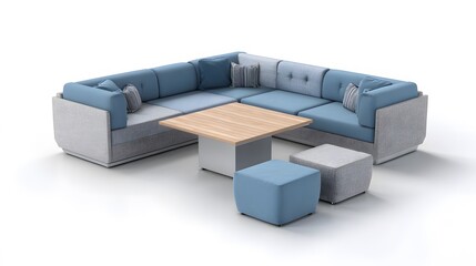 soft cushion seat with low table, corner setup, daylight clarity, 8k resolution