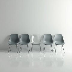Transparent chair among normal seats symbolizing feeling invisible or ignored