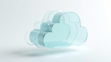 Transparent cloud storage structure made of glass layers for digital infrastructure backgrounds