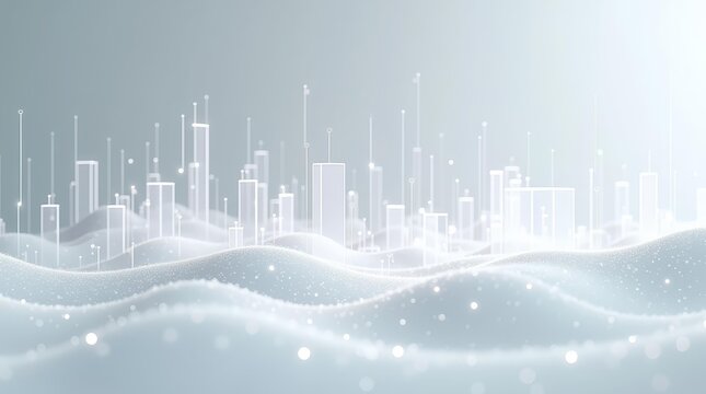 Transparent wire grid floating in bright digital environment for data architecture use cases