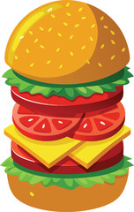 High Resolution Burger Vector with Tomato and Cheese.