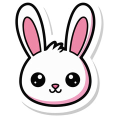 Cute Cartoon White Bunny Head