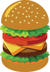 High Resolution Vector Vegetarian Burger Illustration.