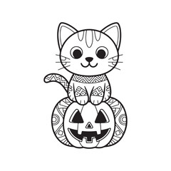Bold and Easy Cozy Halloween Coloring Pages, Vector Illustration, Black and White, Halloween, Coloring Pages, Bold and Easy Halloween Printable, Halloween holiday, Cozy Halloween Coloring Page,