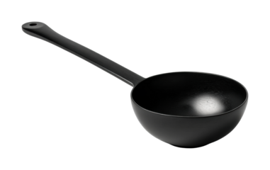 Cooking action with a black ladle kitchen environment culinary content isolated on transparent background, png