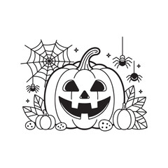 Bold and Easy Cozy Halloween Coloring Pages, Vector Illustration, Black and White, Halloween, Coloring Pages, Bold and Easy Halloween Printable, Halloween holiday, Cozy Halloween Coloring Page,
