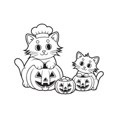 Bold and Easy Cozy Halloween Coloring Pages, Vector Illustration, Black and White, Halloween, Coloring Pages, Bold and Easy Halloween Printable, Halloween holiday, Cozy Halloween Coloring Page,