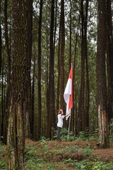 Children waving the red and white flag, Indonesian Independence Day