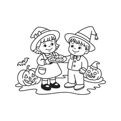 Bold and Easy Cozy Halloween Coloring Pages, Vector Illustration, Black and White, Halloween, Coloring Pages, Bold and Easy Halloween Printable, Halloween holiday, Cozy Halloween Coloring Page,