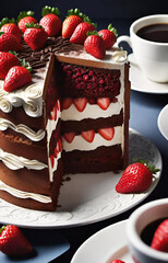chocolate cake with strawberries