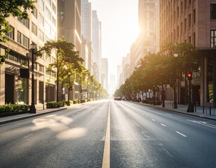 Obraz premium Modern Clean City Street with Minimalist Urban Design