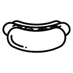 Simple black and white hotdog vector icon perfect for food related designs or illustrations delicious treat street food favorite