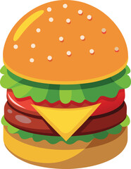 Realistic Single Patty Beef Burger Icon.