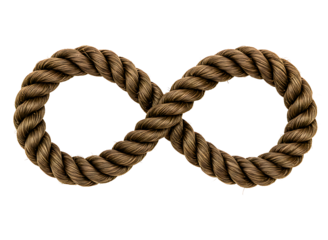 Brown rope infinity symbol isolated on transparent background