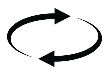 Oval circle rotate arrow icon. Ellipse orbit line arrow symbol. Oval circumference sign. Vector illustration isolated on white background.