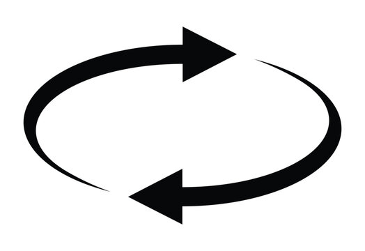 Oval circle rotate arrow icon. Ellipse orbit line arrow symbol. Oval circumference sign. Vector illustration isolated on white background.