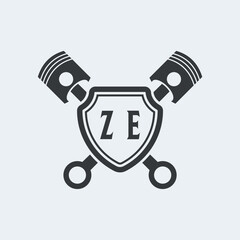 ZE Initials Vektor Stok Otomotif Logo Design