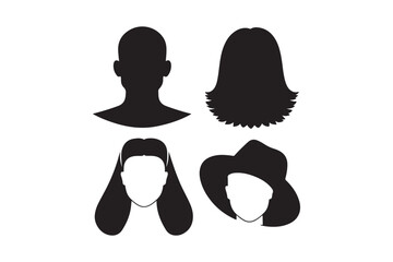 Diverse hairstyles and silhouettes of people