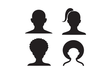 Diverse human head silhouettes representing different hairstyles and genders