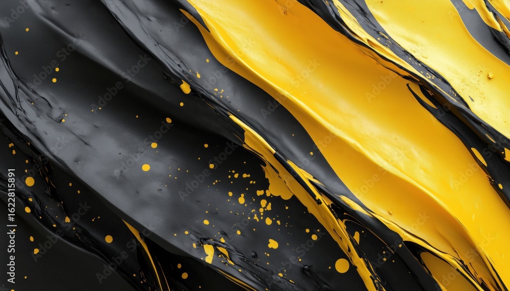 Poster Abstract Dirty Grunge Art In Black And Yellow Color Scheme With A Unique, Mesmerizing Pattern For A Striking Effect.