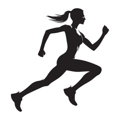 Dynamic running human silhouette in motion